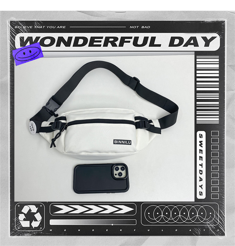 新款简约胸包男休闲潮流运动学生单肩包百搭斜挎包女手机男生腰包详情13