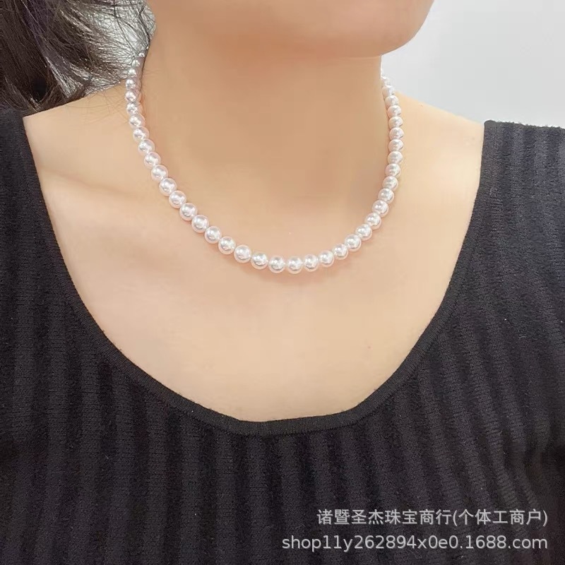 8-9mm天然淡水无核珍珠项链强光近圆微暇妈妈链送妈妈长辈礼物详情6