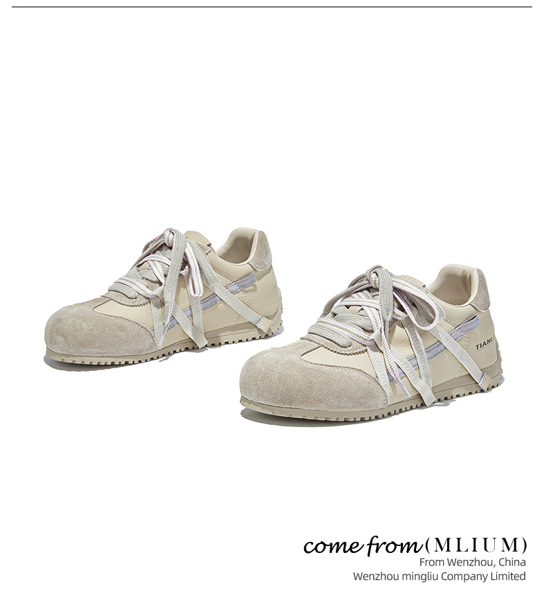 复古真皮德训鞋女2025秋季新款鞋子女双色鞋带歪头运动鞋休闲女鞋详情20