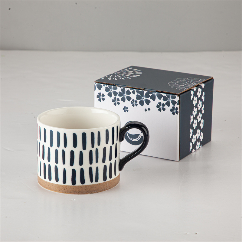 Japanese ceramic coffee cups, rough earthenware cups, hand-painted underglaze colors, large-capacity drinking cups, color box mugs as souvenirs pic 5