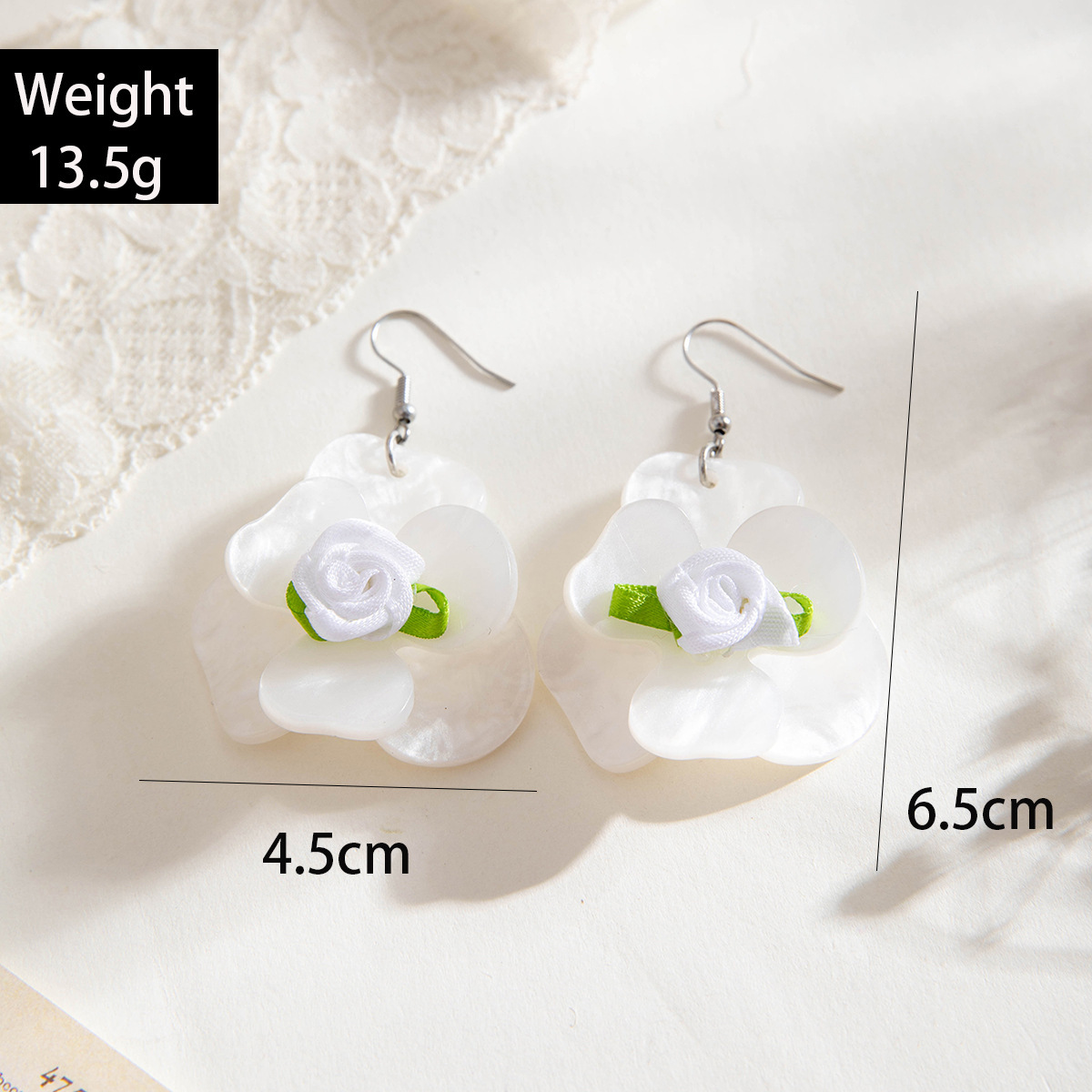 欧美跨境新款饰品 韩式蓬松大花朵耳环 高级绒布蕾丝多色耳饰套装详情41