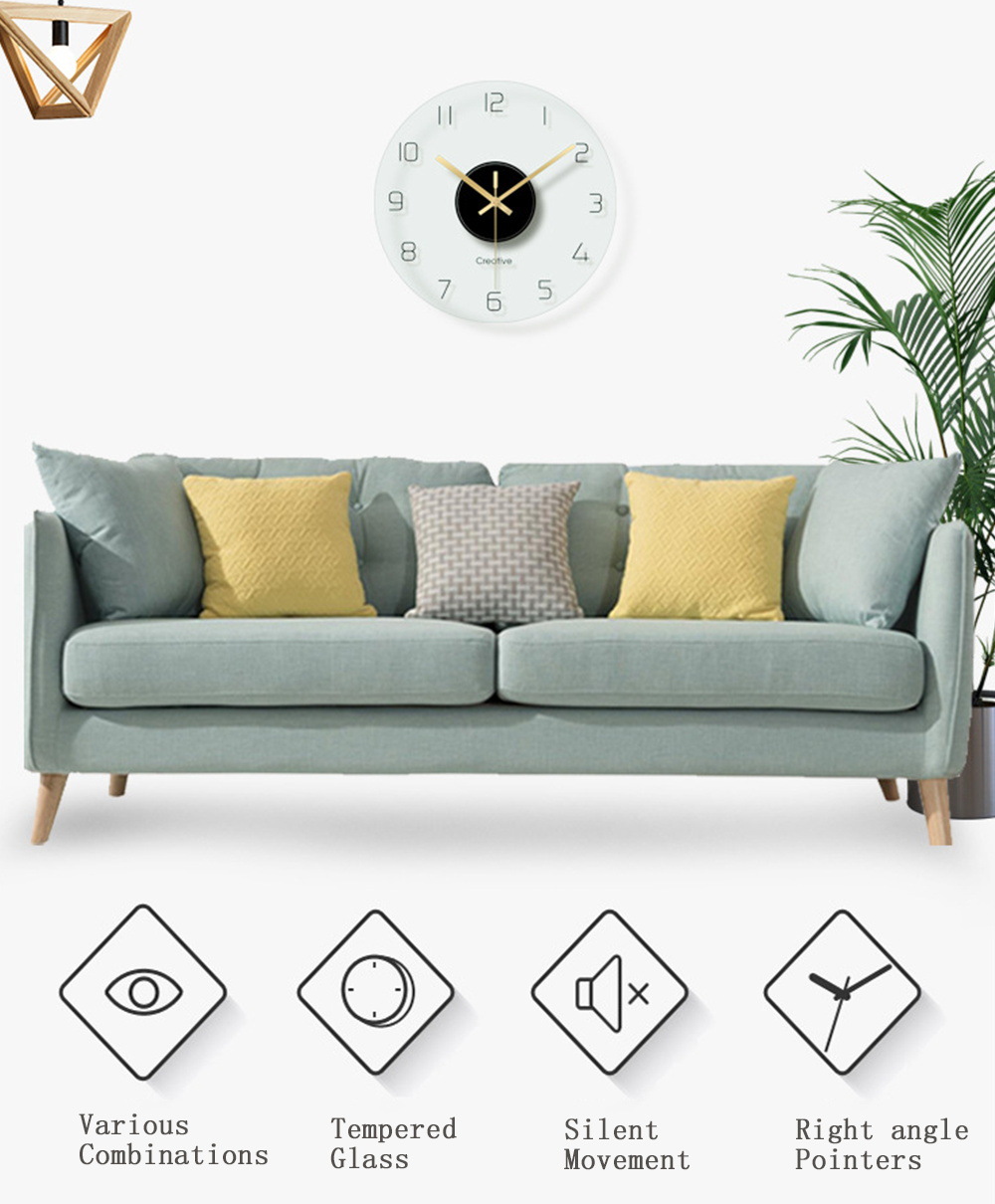Nordic digital living room home transparent tempered glass silent clock, personalized, fashionable and artistic home decoration wall clock pic 13