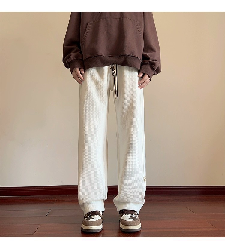 潮牌休闲裤子男宽松春秋新款抽绳运动裤青少年学生高级感卫裤长裤详情6