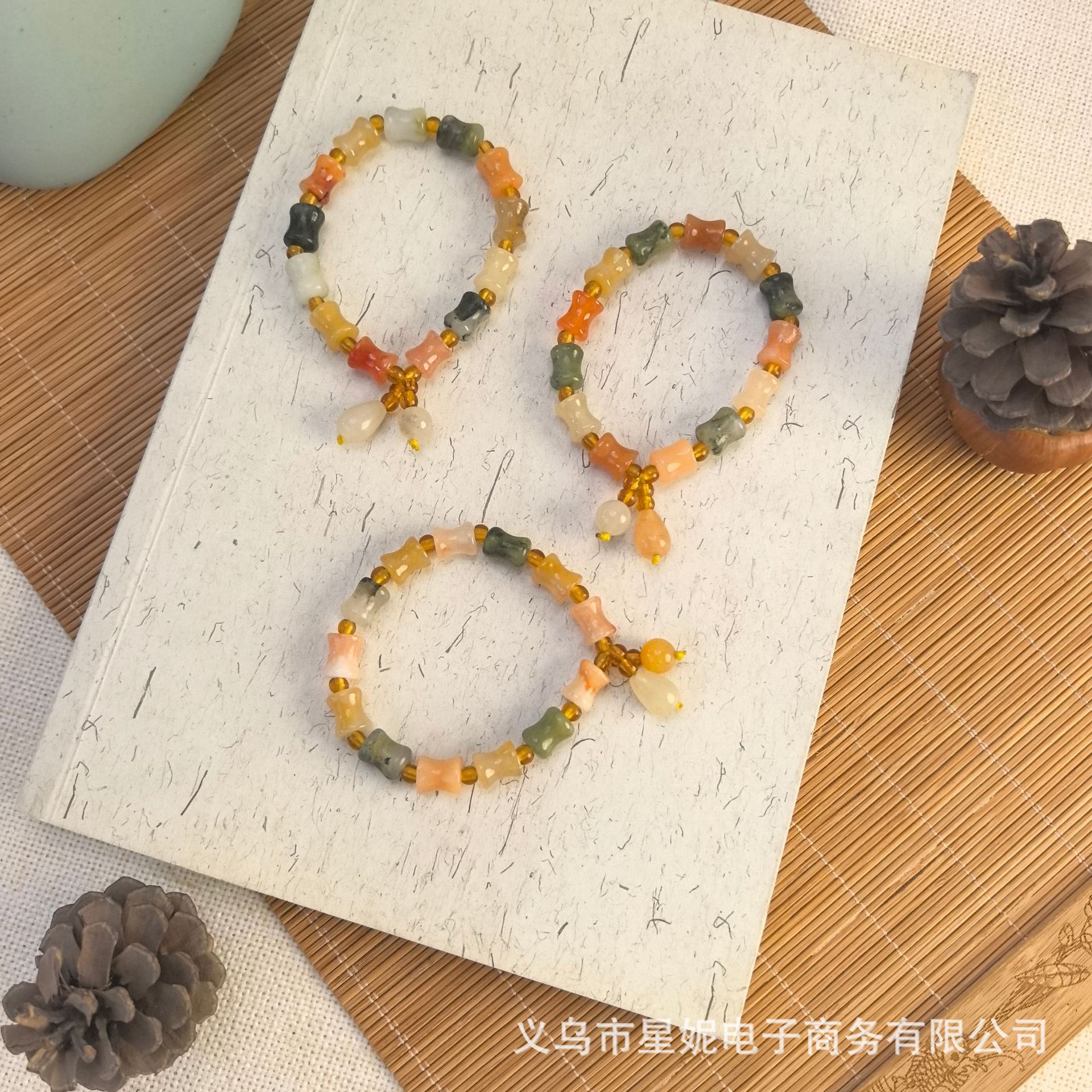 直播福利品仿金丝玉南瓜珠手串学生竹节葫芦手链小众闺蜜梅花手饰详情6