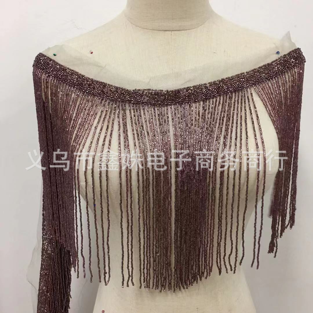 28cm fashionable tube beads, round beads, glass beads, tassels, fringed accessories, suitable for dance costumes pic 3