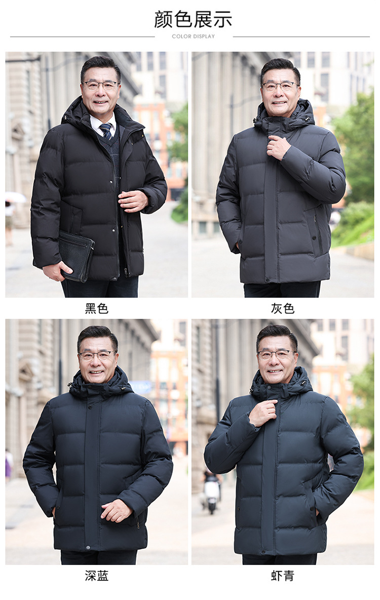 新品中老年人羽绒服男短款加厚2024冬装老年父亲爸爸鸭绒保暖外套详情6