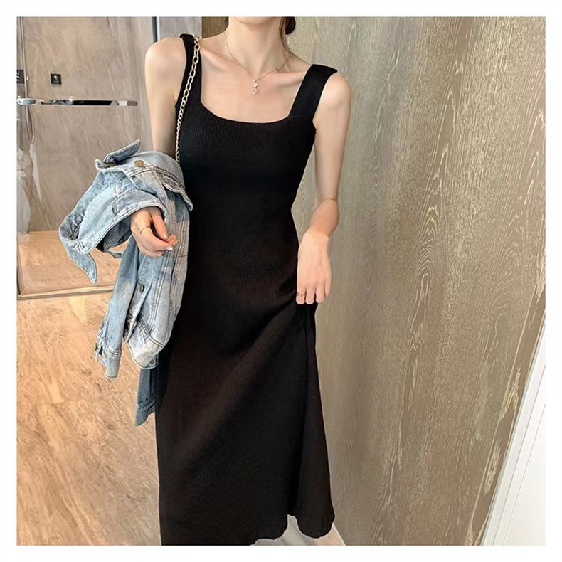 秋季新款打底针织衫女吊带连衣裙韩版宽松胖MM遮肉背心气质收腰裙详情5