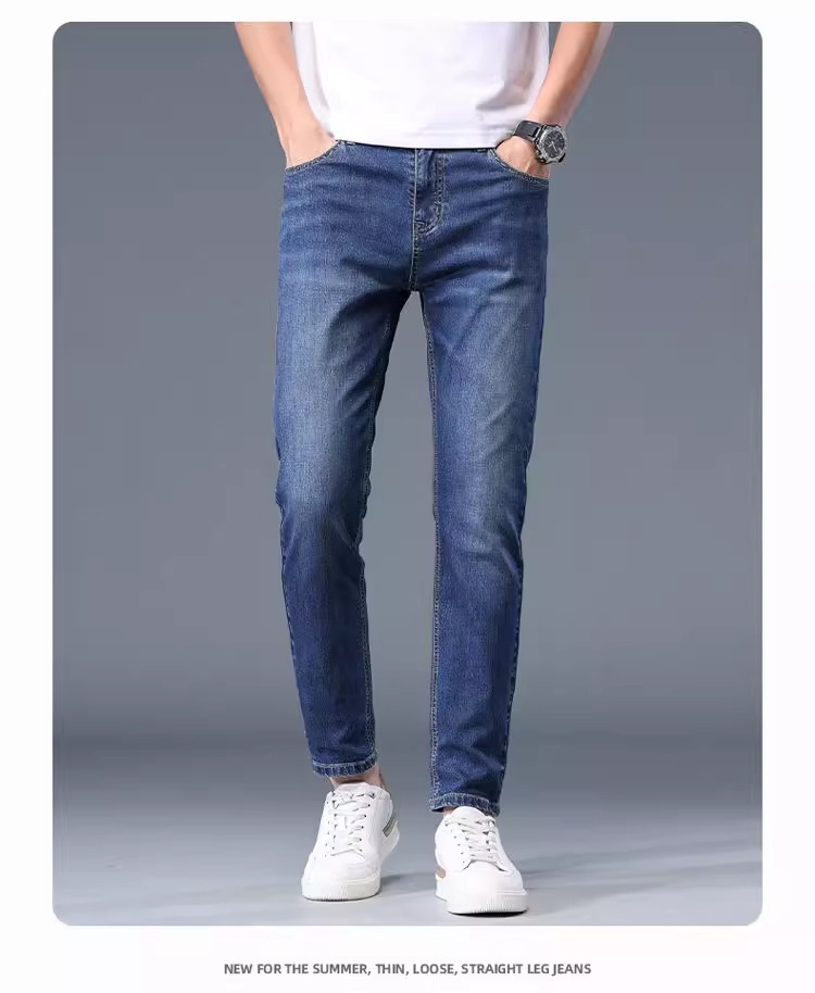 牛仔裤男士修身直筒弹力休闲百搭九分裤2025春夏新款韩版潮流男裤详情23
