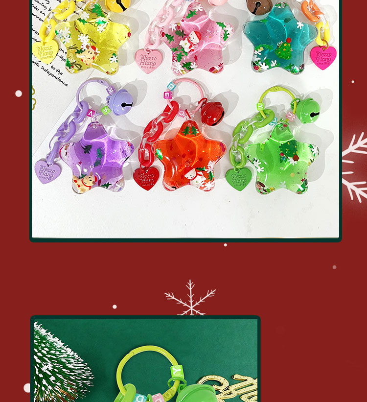 入油亚克力漂浮星星圣诞系钥匙扣挂饰精致可爱汽车包包挂件小礼品详情10
