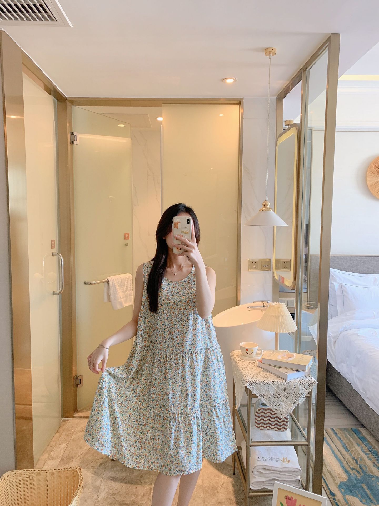 棉绸睡裙女时尚无袖大码印花薄款直播推荐套装可外穿睡衣家居服详情5