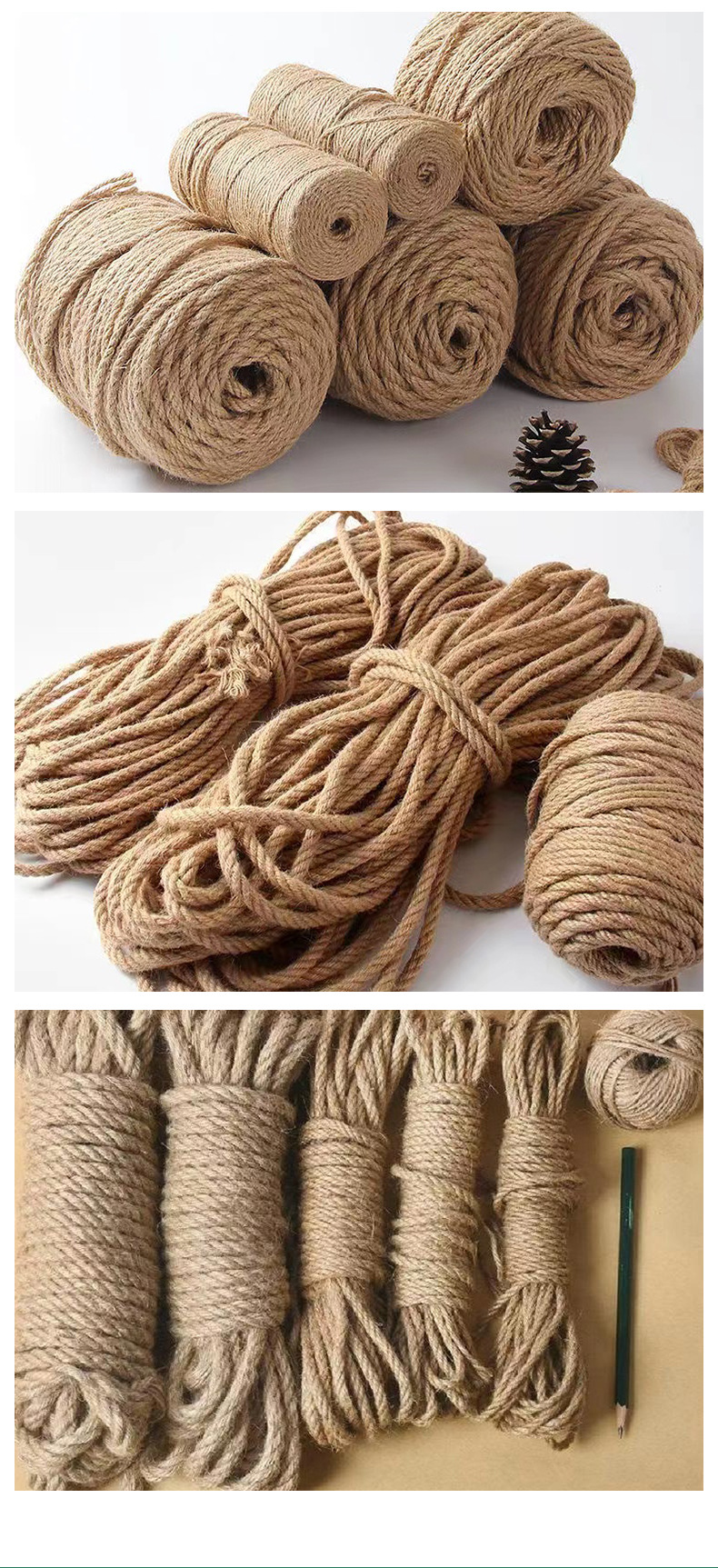 粗麻绳绳子细麻绳捆绑绳优质麻绳装饰品手工麻绳照片墙吊灯拔河绳详情8