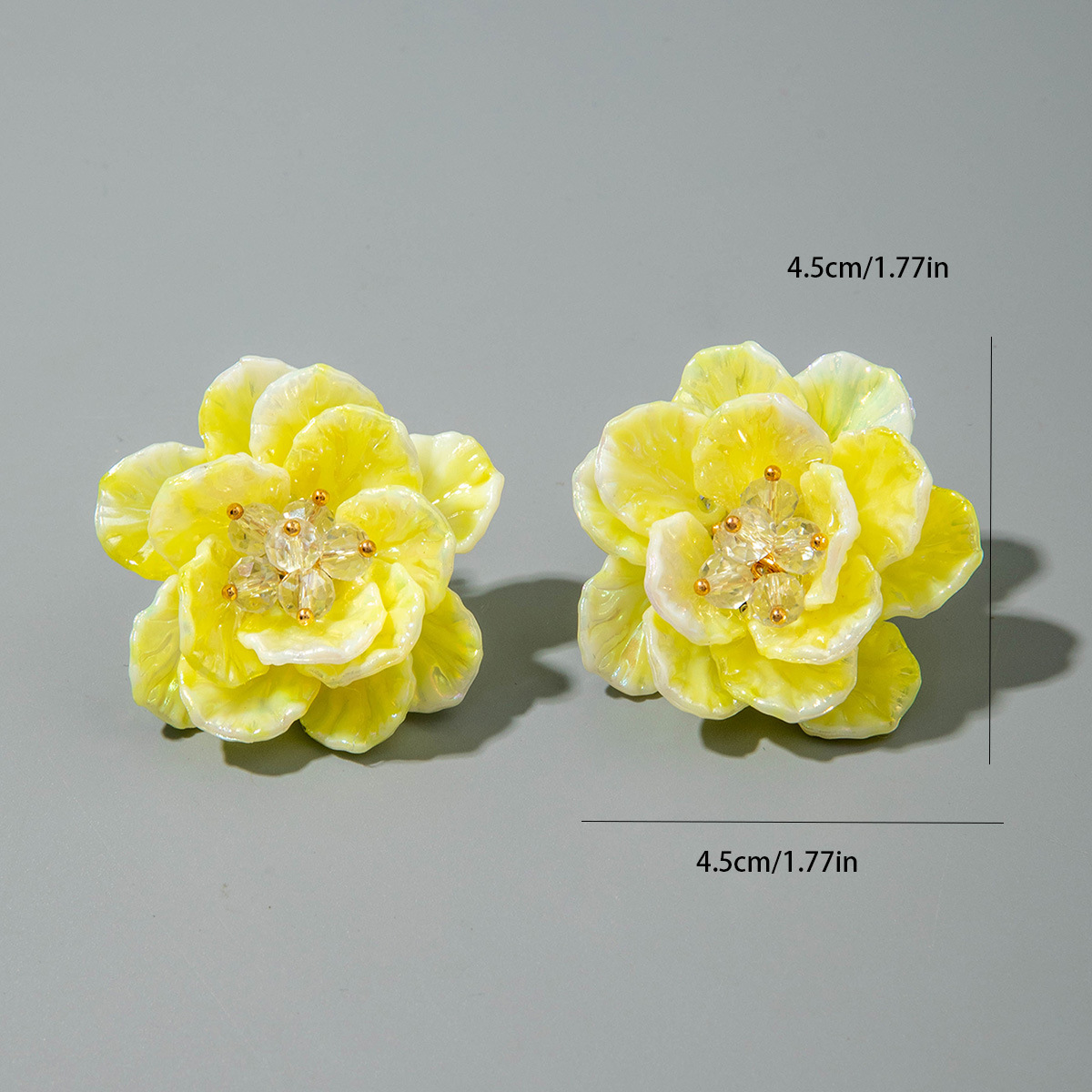 亚马逊跨境清新甜美彩色树脂花瓣花朵耳钉气质多巴胺 耳环耳饰女详情80