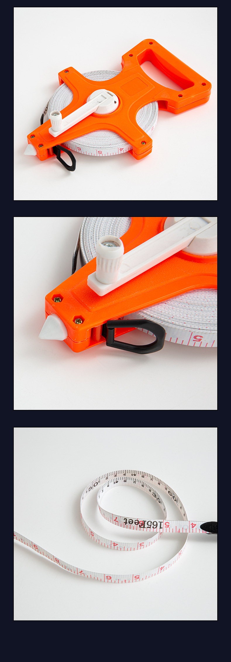 固锝皮尺纤维尺卷尺100米50米手摇尺飞机尺详情8