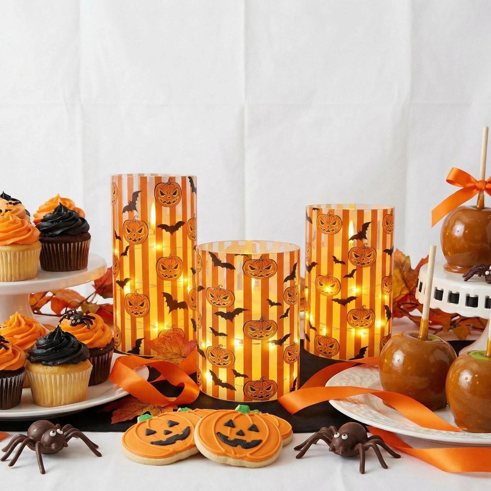 Suitable for cross-border candles, swing headlamps, string candle lamps, simulated candle lamps, ambient lamps, candlelight dinner candle lamps, UV printing, new Halloween pumpkin, replaceable pattern, illuminated decorative items, 7.5 electronic candle factory pic 6