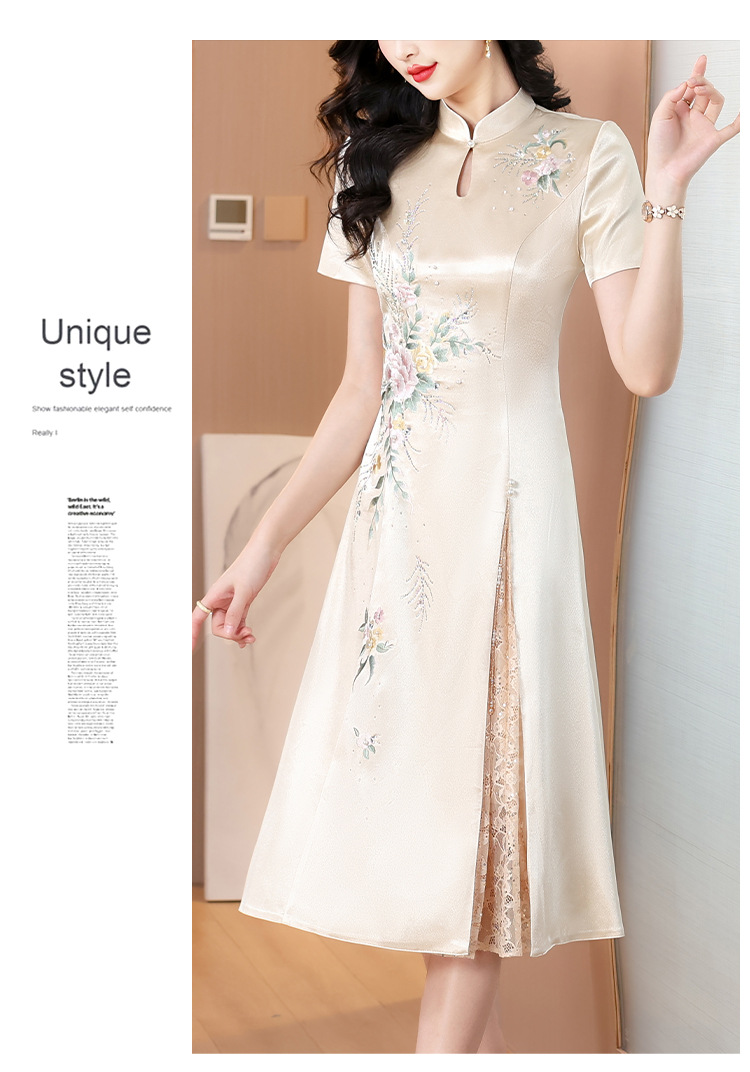 New Chinese-style elegant wedding dress for Grandma Xi, cheongsam dress, 2025 new style elegant mom dress pic 14