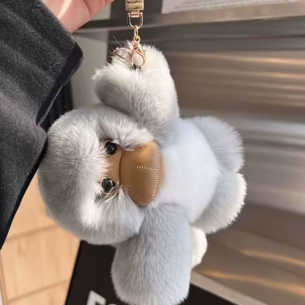 仿獭兔毛可爱幸运小猴子长臂猴包包挂件毛绒后视镜汽车挂饰萌趣详情6