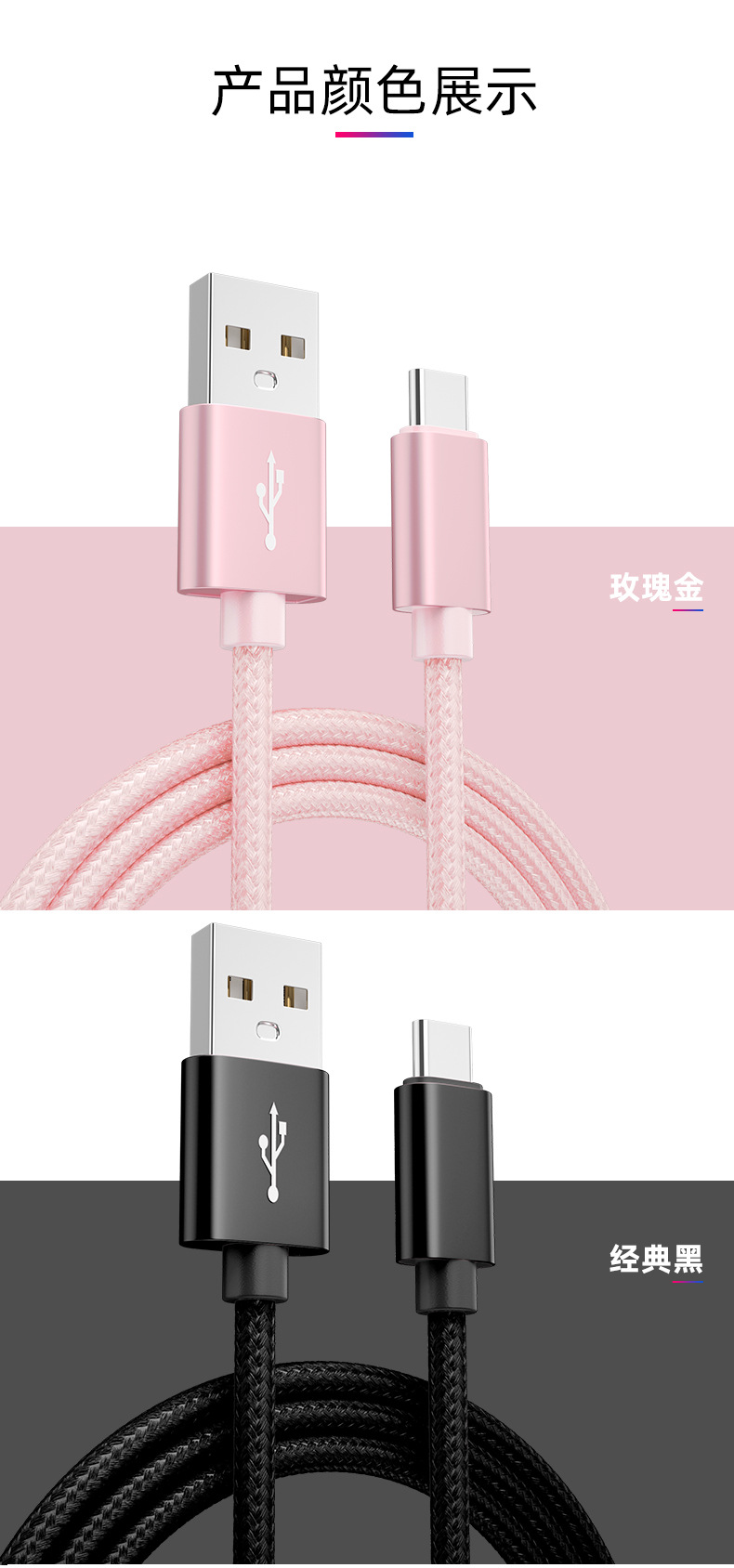 手机数据线适用安卓micro苹果iphone三星typec华为手机编织充电线详情8