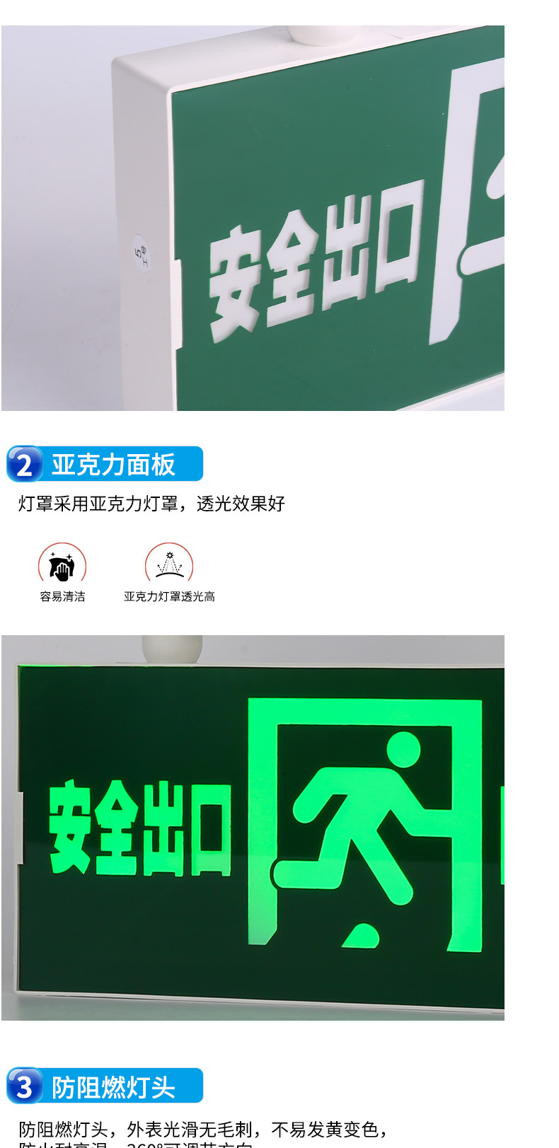 新国标消防应急灯led安全出口指示灯楼道走廊逃生停电疏散标志灯详情7