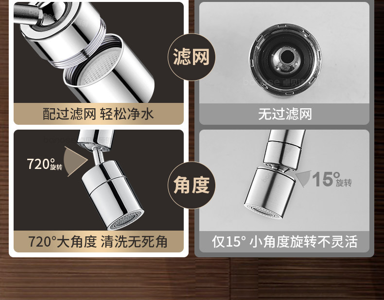 水龙头万向延伸器洗菜盆龙头起泡器出水嘴接头旋转万向头水槽详情7