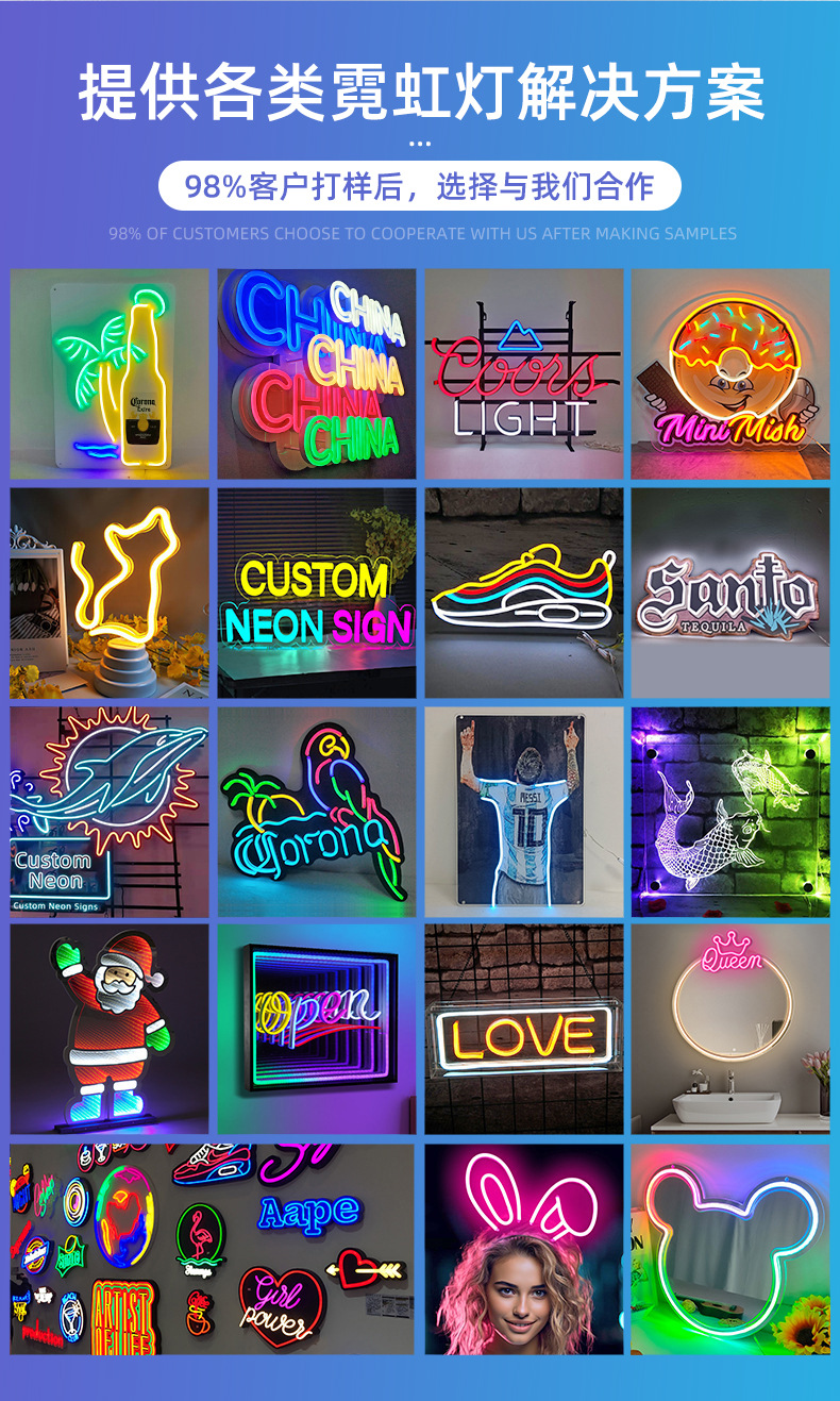 跨境LED霓虹灯 造型派对装饰灯广告牌室内装饰open悬挂发光字字母详情3