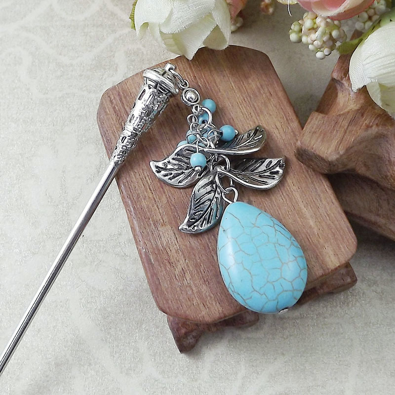 民族风波西米亚饰品苗族苗银带坠舞台演出发簪发钗发饰头饰簪子详情10