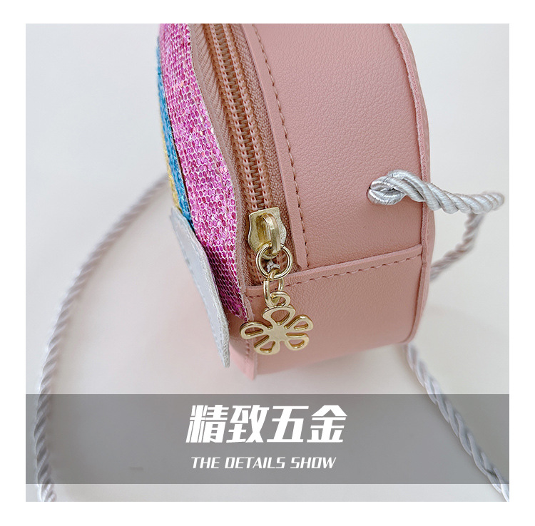 New PU small bag for girls, mini crossbody bag for toddlers and babies, cartoon and cute rainbow coin purse for girls pic 6