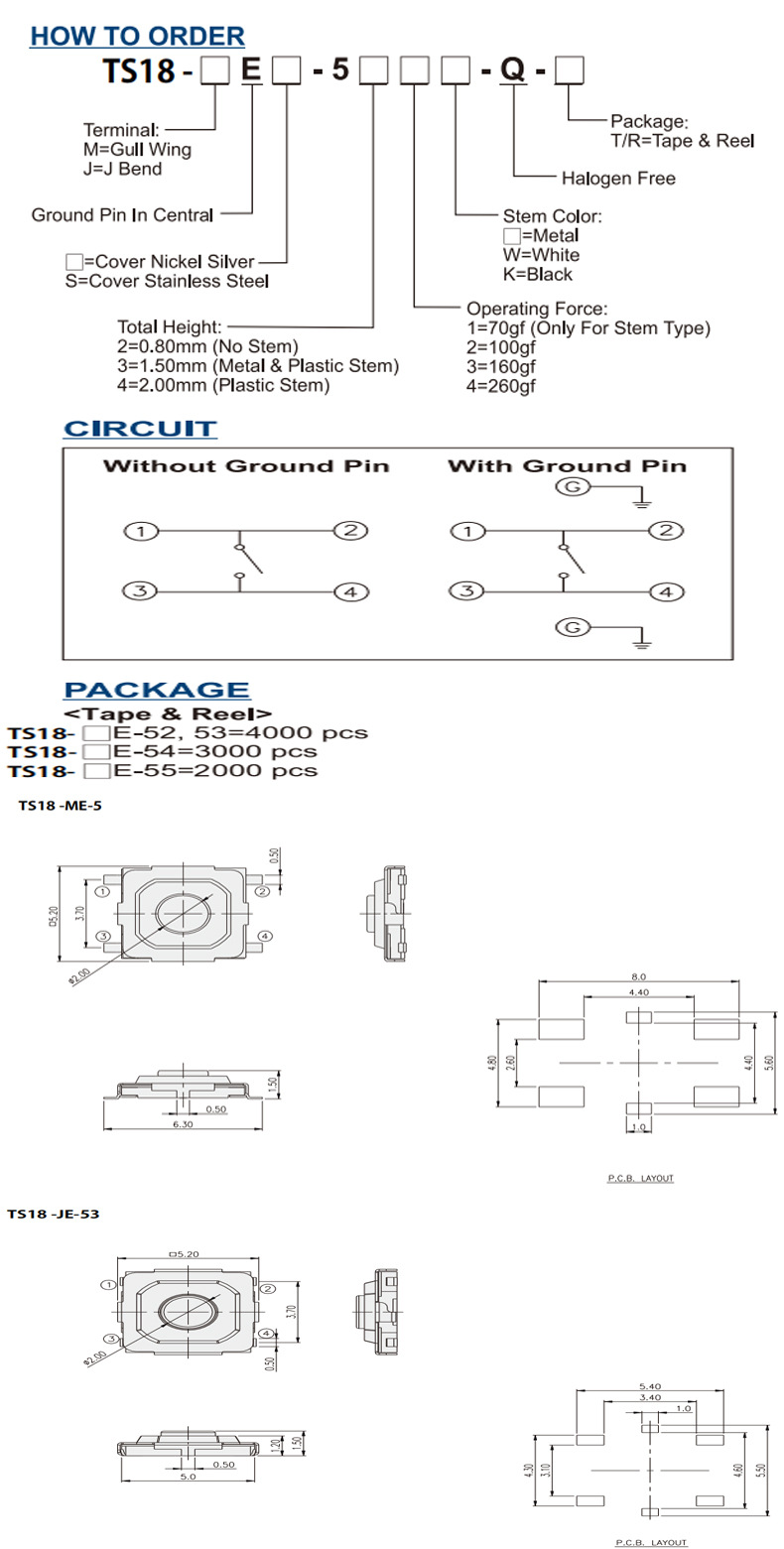 Huanli Switch directly supplies micro touch switches 5.2*5.2 SMT surface mount push-button switches with waterproof touch pic 5