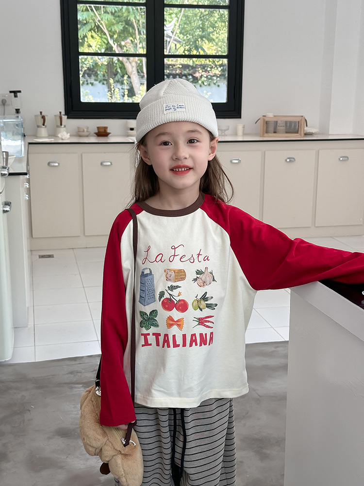 2024秋季新款儿童秋装长袖T恤上衣女童宝宝230克卡通插肩打底衫潮详情33