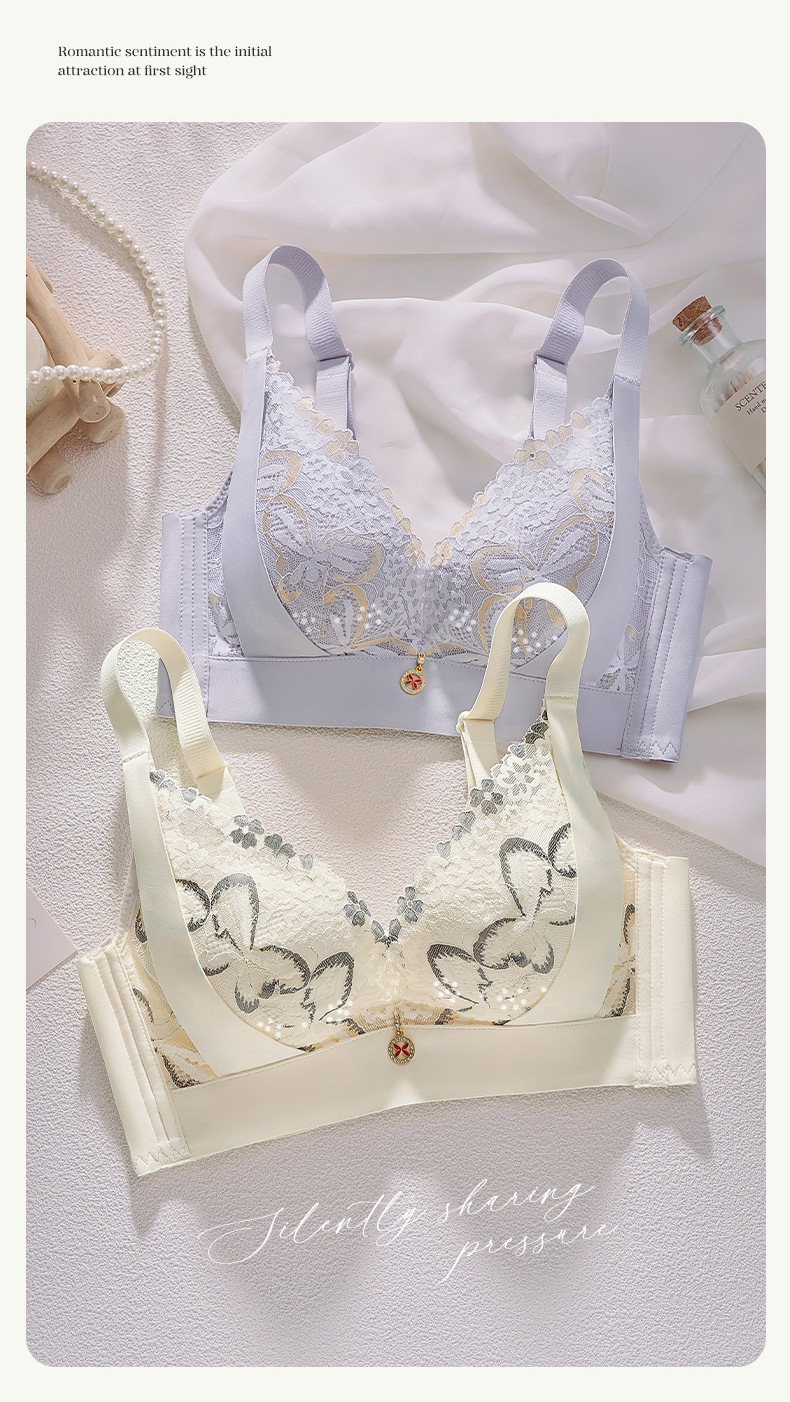 New comfortable bra for women, small breasts gathered to look larger, top support anti-sagging, lace-shaped adjustable underwear pic 24