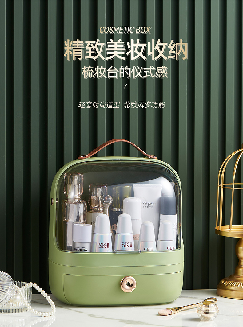 Cosmetics storage box, desktop dust-proof skin care products, lipstick and blush storage rack, light luxury large-capacity makeup box pic 2