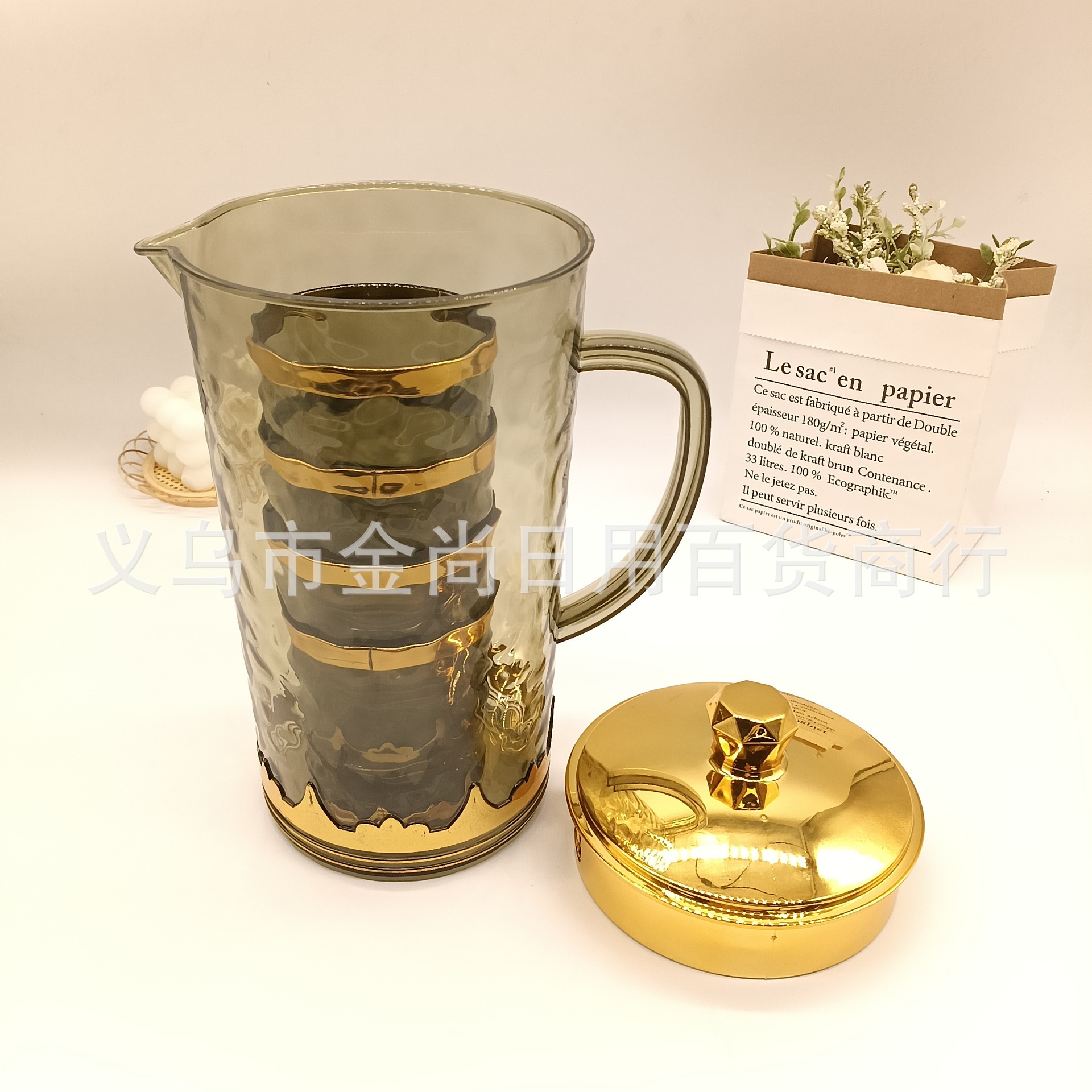 Cross-border light luxury corrugated cold water bottle, thickened cold water bottle for home use, large-capacity beverage and fruit tea cooling pot, one pot for four cups pic 2