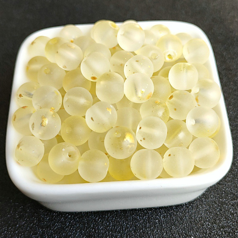 8/10mm直孔洒金磨砂圆珠手工编制手串手链项链琉璃珠子古风配件详情18