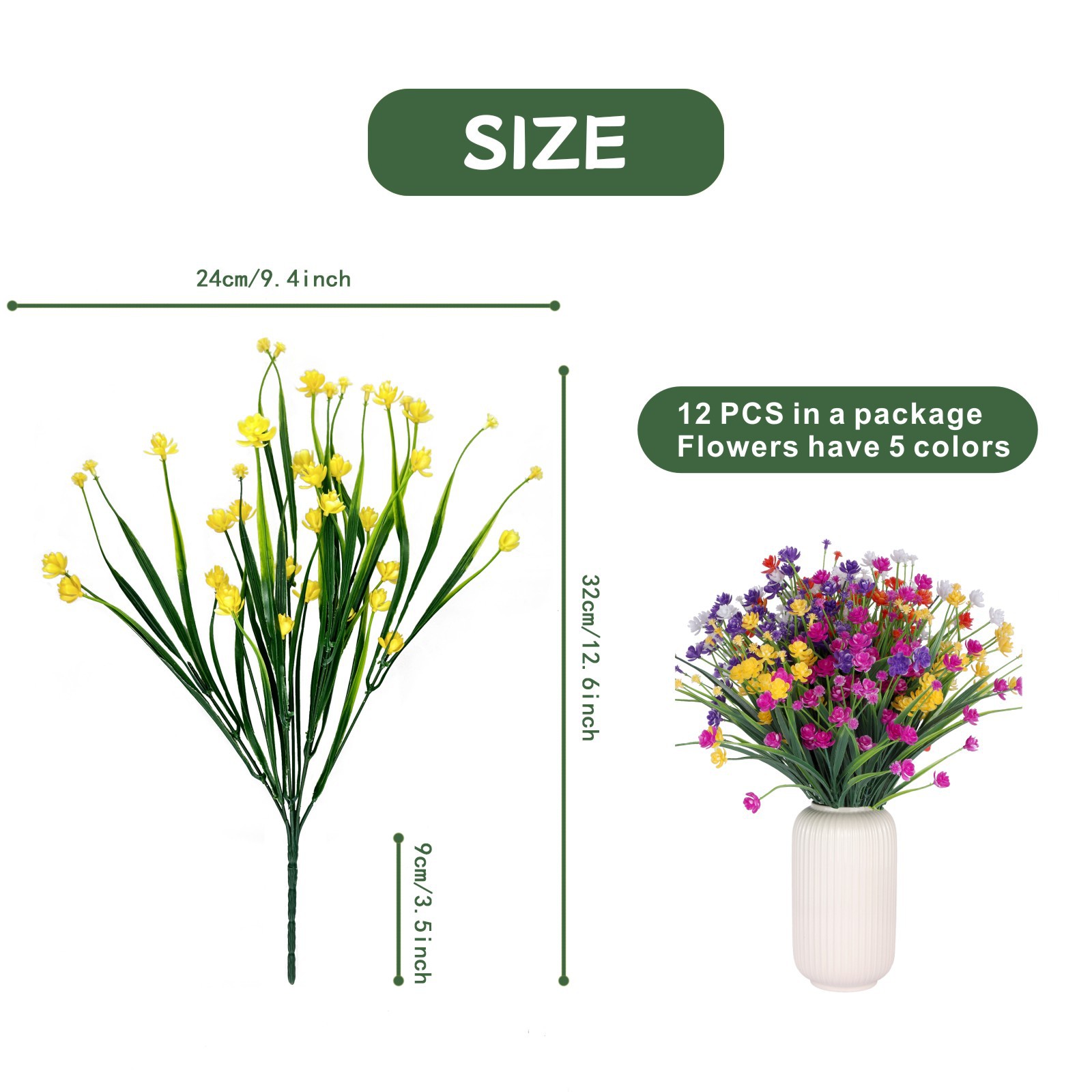 Amazon Spring grass camellia, small rose, corn, artificial flower bouquet, plastic artificial flower, outdoor UV-resistant artificial flower gift box, decorative items, indoor and outdoor decorative floral art pic 4