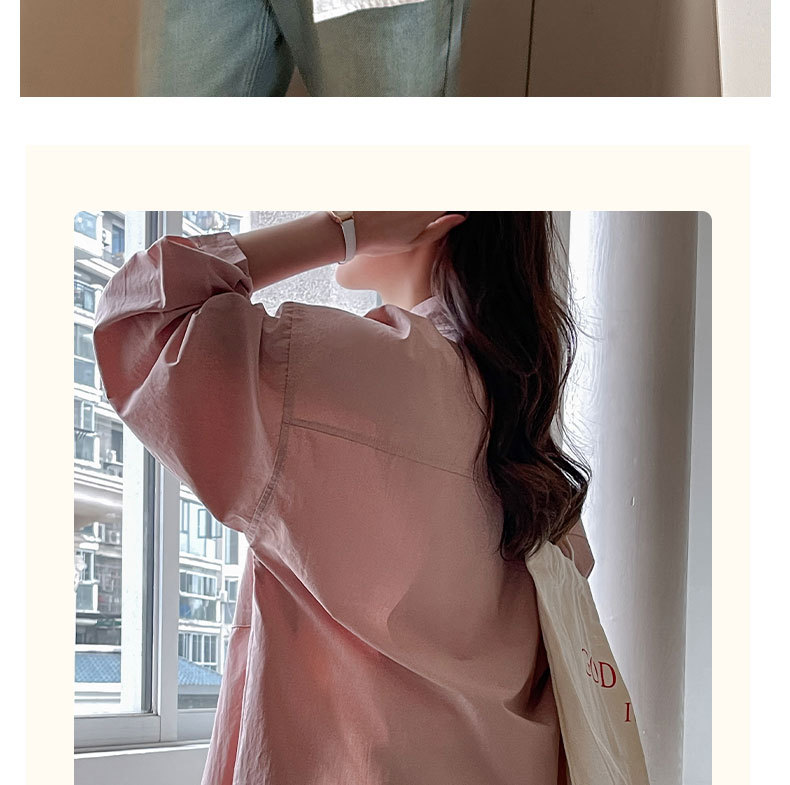 严选夏季新款蓝色韩系衬衫女宽松休闲慵懒风大码女装防晒外套上衣详情21