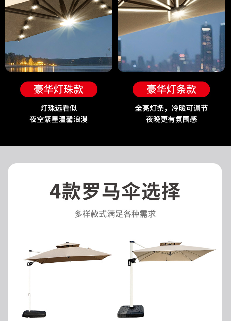 星辰户外遮阳伞庭院专用 罗马伞设计露台防晒 摆摊露天大伞棚别墅庭院详情12