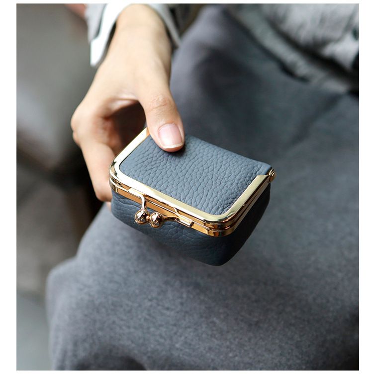 New genuine leather compact gold bag, earphone case, mini ring, necklace, earrings, jewelry bag, coin purse pic 14