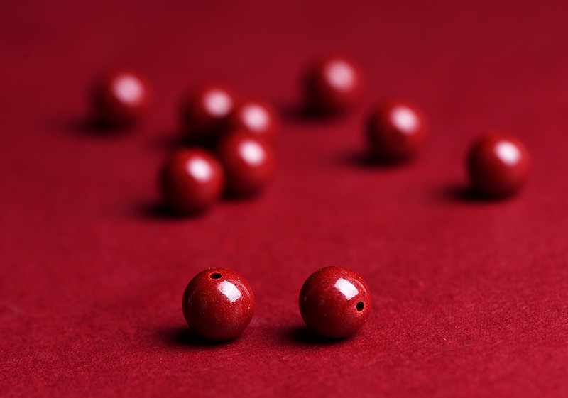 Jiuya Crystal natural raw ore cinnabar loose beads, purple gold sand round beads, semi-finished products, imperial red sand decorative beads pic 14