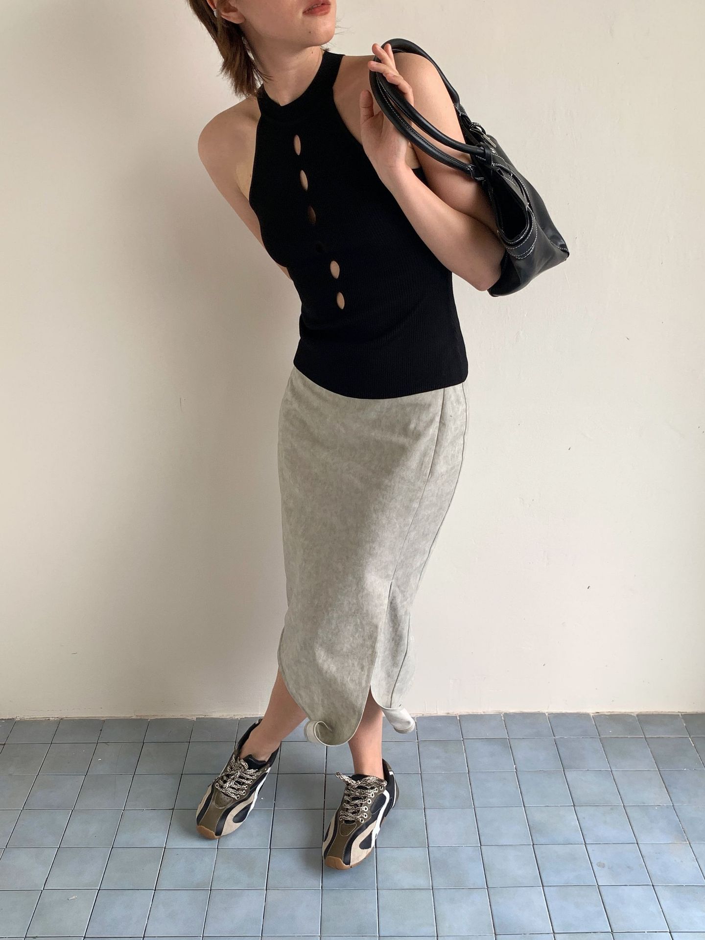 UNITY MODE Sweet and cool Tencel cut-out stand-up collar vest for summer girls, slimming and form-fitting sweater pic 49