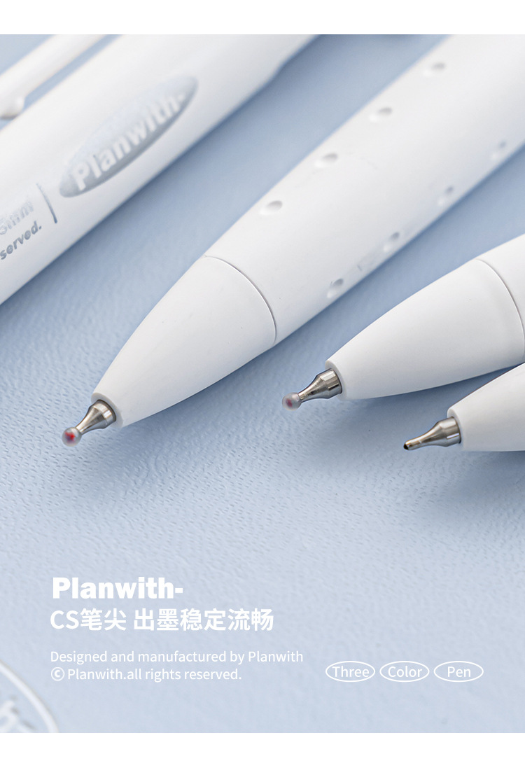 Planwith Sign Triangular multi-color pen, three-color 0.5, simple note-taking, homework correction, multi-functional gel pen pic 9