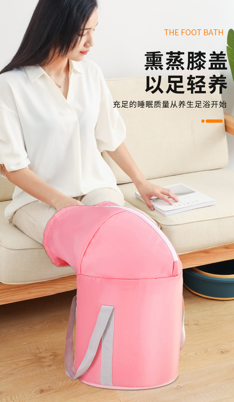居家折叠式加高保温泡脚桶带盖铝膜泡脚袋旅行便携式多功能泡脚桶详情4