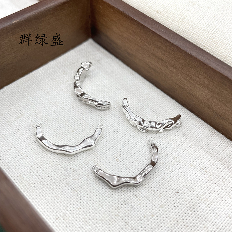 Qunlusheng S925 sterling Silver Baroque Style Half Ring, versatile diy hand-woven texture semi-finished product accessory C pic 9