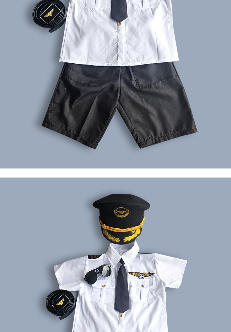 跨境六一中国机长儿童衣服空姐制服小学生儿童机长飞行员表演服装详情17