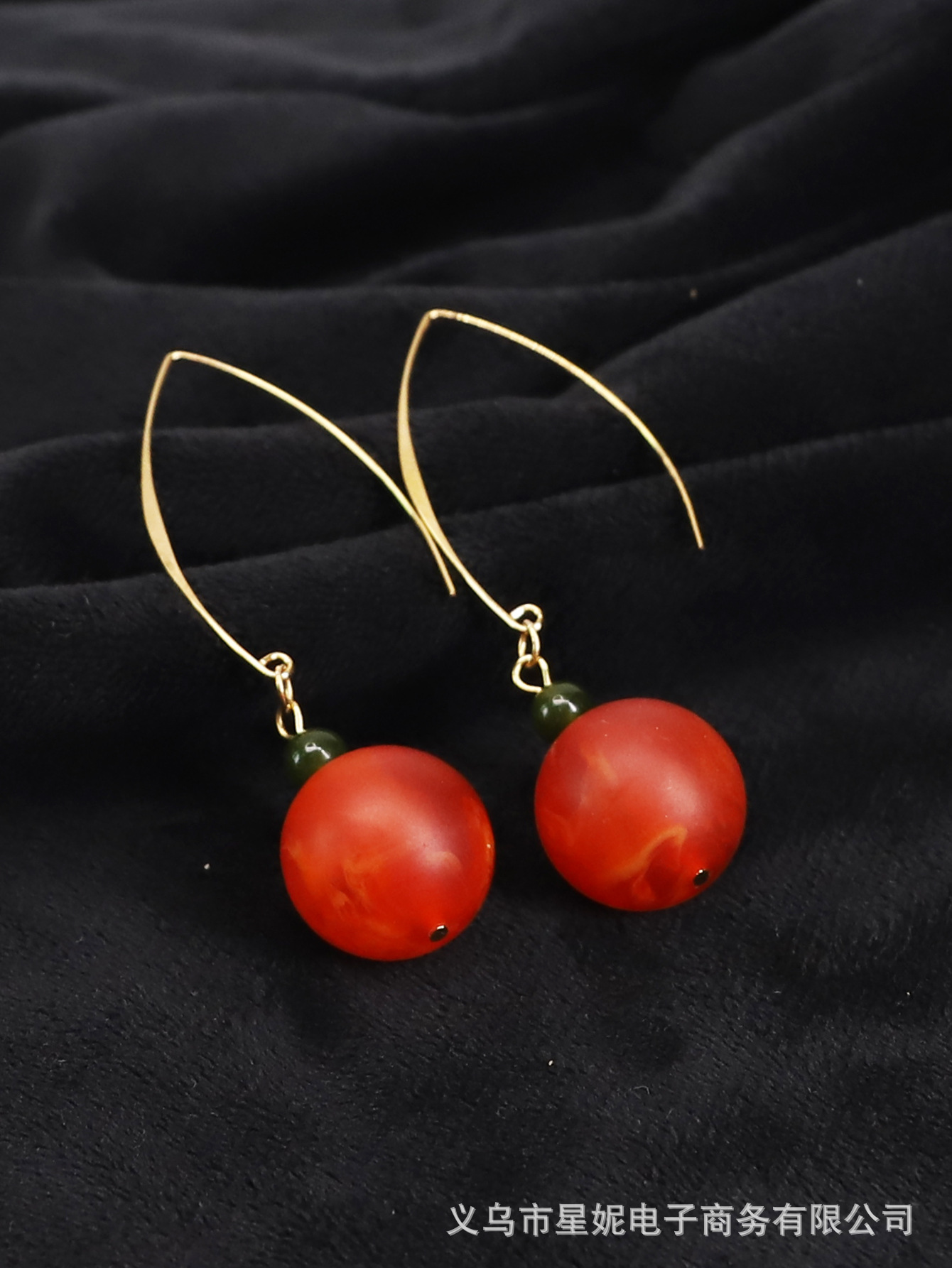 Trendy and personalized beeswax balls, Dongling jade ear hook long creative long hook earrings, ethnic style accessories, female Internet celebrity charm pic 3