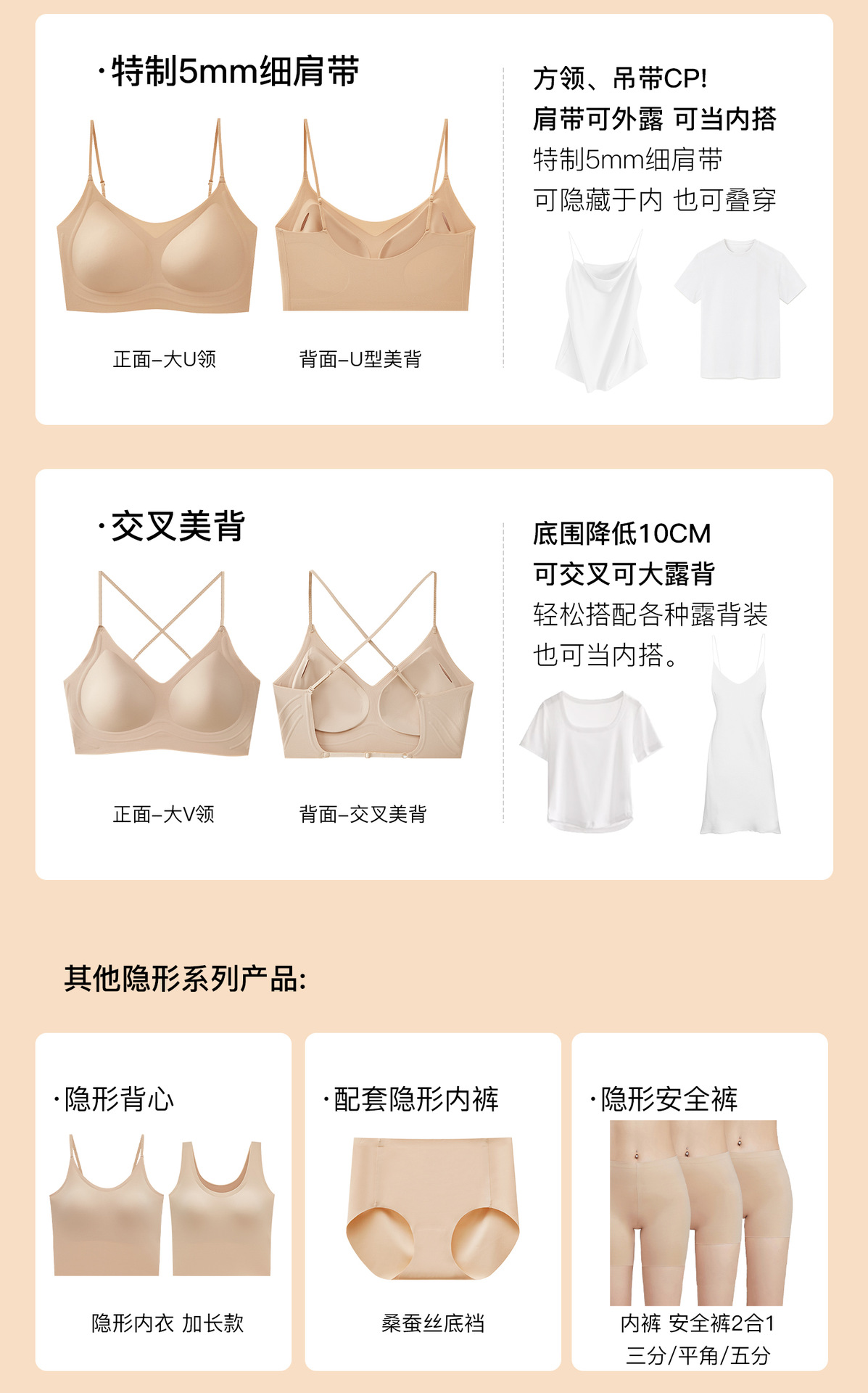 粉底液隐形无痕内衣女小胸聚拢防下垂收副乳文胸夏季轻薄款美背详情9