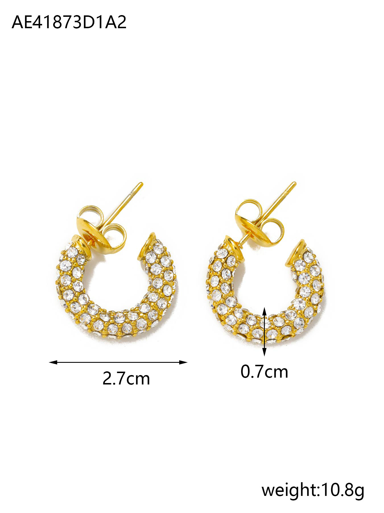 Wholesale of new gold-plated earrings, seven-color full diamond ear rings and earrings, high-end jewelry that are popular on Instagram in Europe and America pic 7