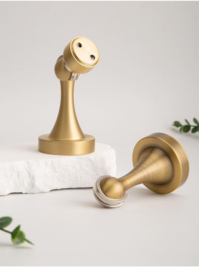 Factory wholesale all-copper door suction, perforated door, brushed copper wood door, brass strong magnetic bathroom door, anti-collision floor suction pic 6