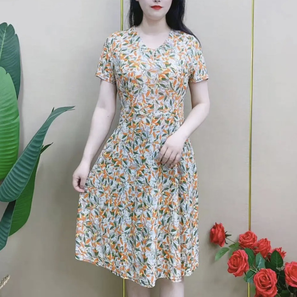 连衣裙夏季中老年妈妈50岁到60岁时尚宽松遮肚子显瘦大码中长裙子详情27