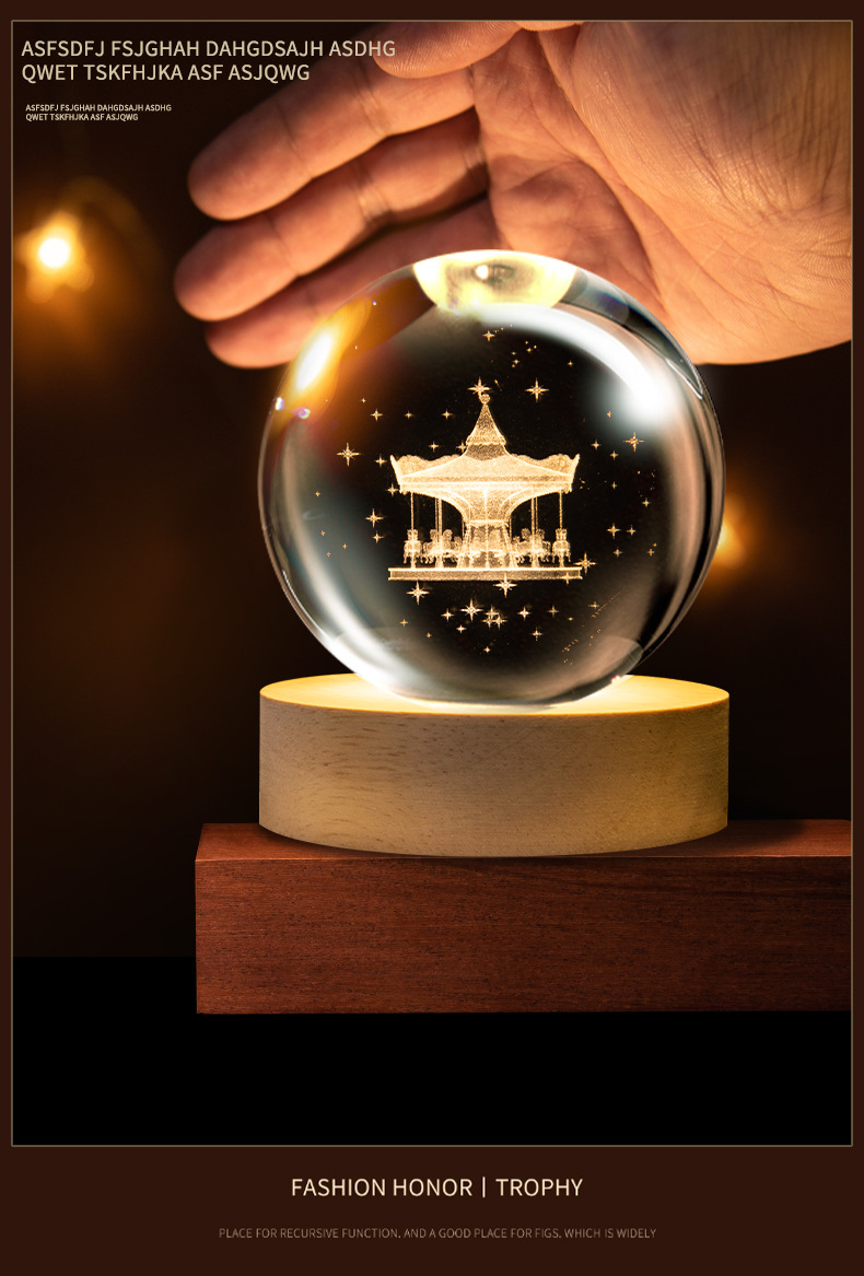跨境水晶球小夜灯创意氛围星球床头灯水晶桌面摆件学生礼物纪念品详情9