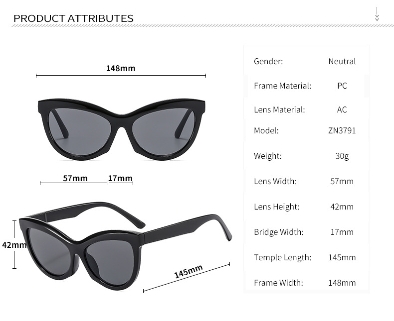 2024新款猫眼太阳镜女时尚个性穿搭走秀眼镜男防晒遮阳墨镜潮批发详情12