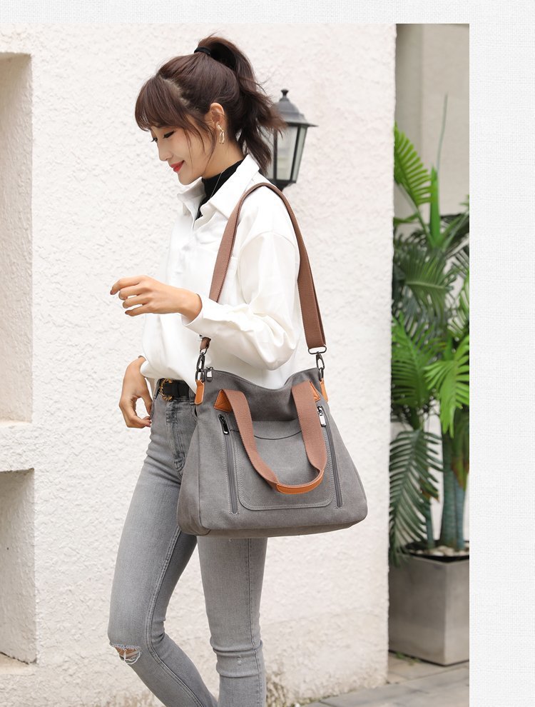 大容量帆布包简约潮搭女包新款韩版手提休闲包都市丽人单肩斜挎包详情14